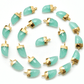 Aqua Chalcedony Tusk Electroplated Gold Plated Bezel Connector