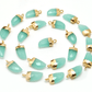 Aqua Chalcedony Tusk Electroplated Gold Plated Bezel Connector