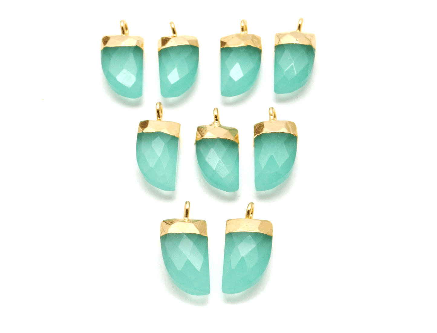 Aqua Chalcedony Tusk Electroplated Gold Plated Bezel Connector