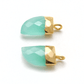 Aqua Chalcedony Tusk Electroplated Gold Plated Bezel Connector