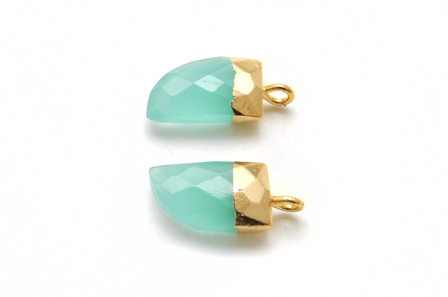 Aqua Chalcedony Tusk Electroplated Gold Plated Bezel Connector