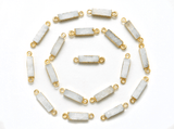 Druzy Quartz Electroplated Double Bail Octagon Bezel Connector