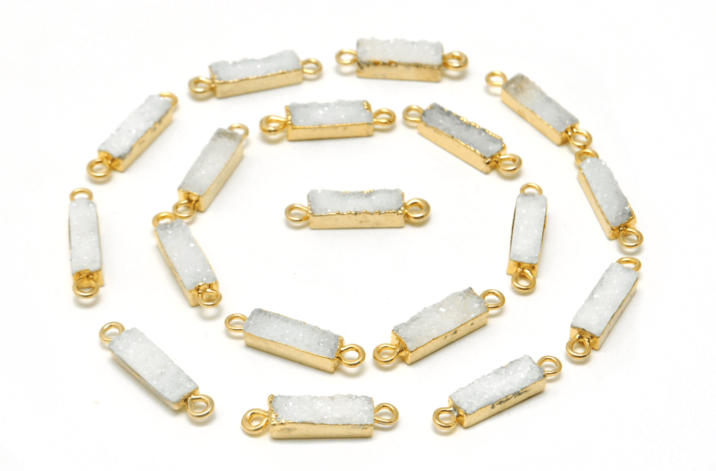 Druzy Quartz Electroplated Double Bail Octagon Bezel Connector