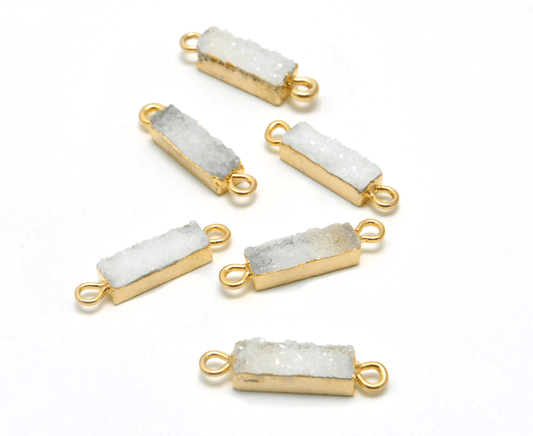 Druzy Quartz Electroplated Double Bail Octagon Bezel Connector - view 3