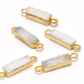 Druzy Quartz Electroplated Double Bail Octagon Bezel Connector