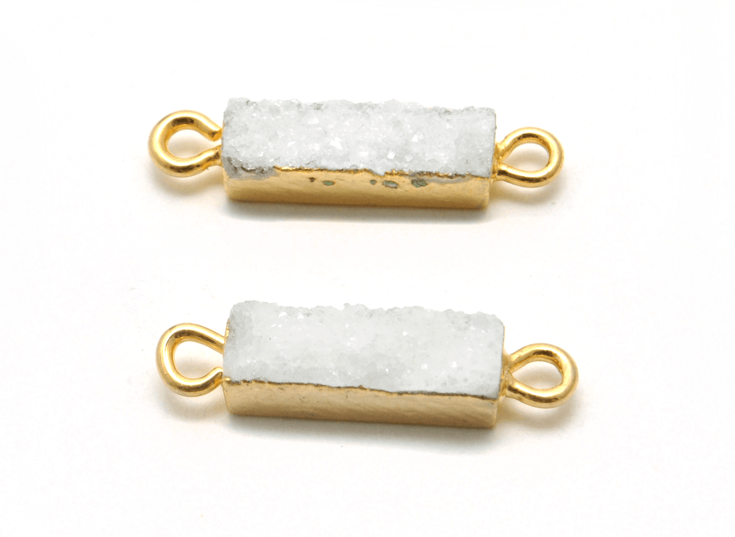 Druzy Quartz Electroplated Double Bail Octagon Bezel Connector