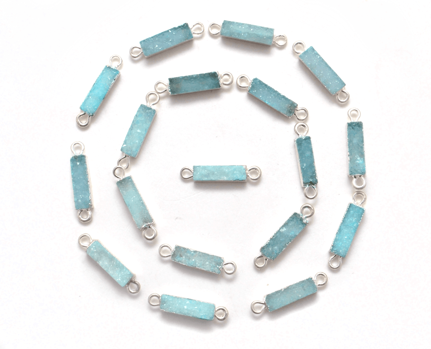 Druzy Quartz Electroplated Gold Plated Octagon Bezel Connector