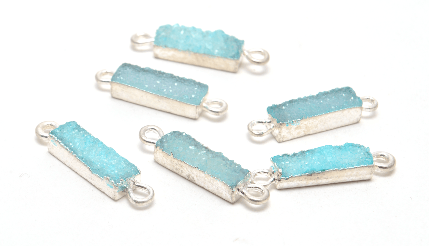 Druzy Quartz Electroplated Gold Plated Octagon Bezel Connector