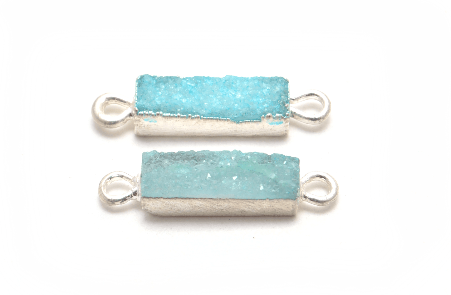 Druzy Quartz Electroplated Gold Plated Octagon Bezel Connector