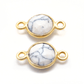 Howlite Round Gold Plated Closed Double Bail Bezel Connector