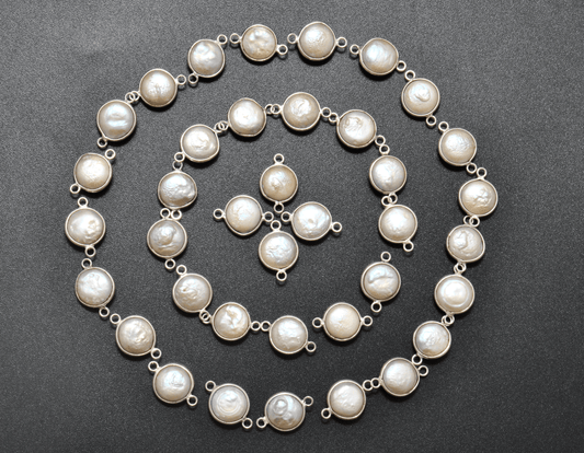 Pearl Round Double Bail Bezel Connector
