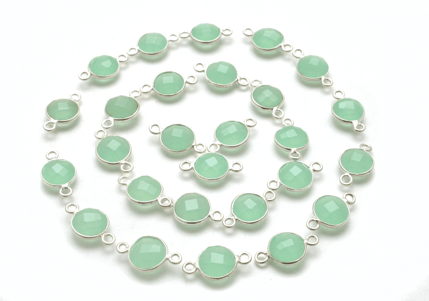 Aqua Chalcedony Round Double Bail Bezel Connector