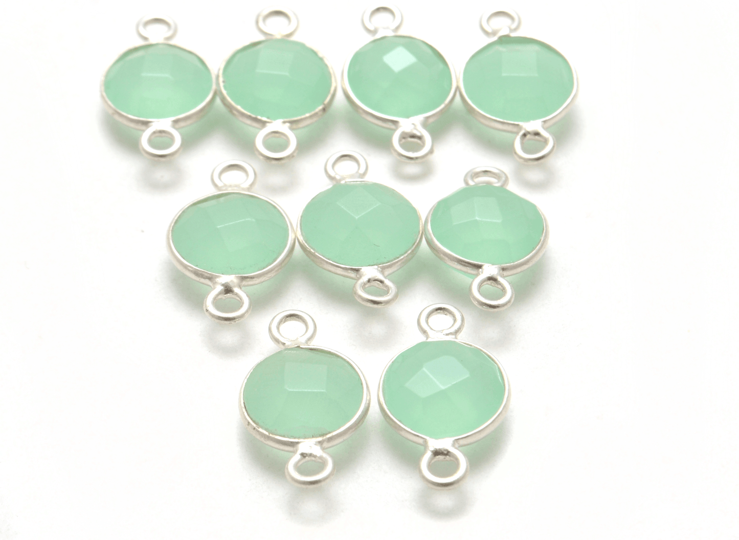 Aqua Chalcedony Round Double Bail Bezel Connector