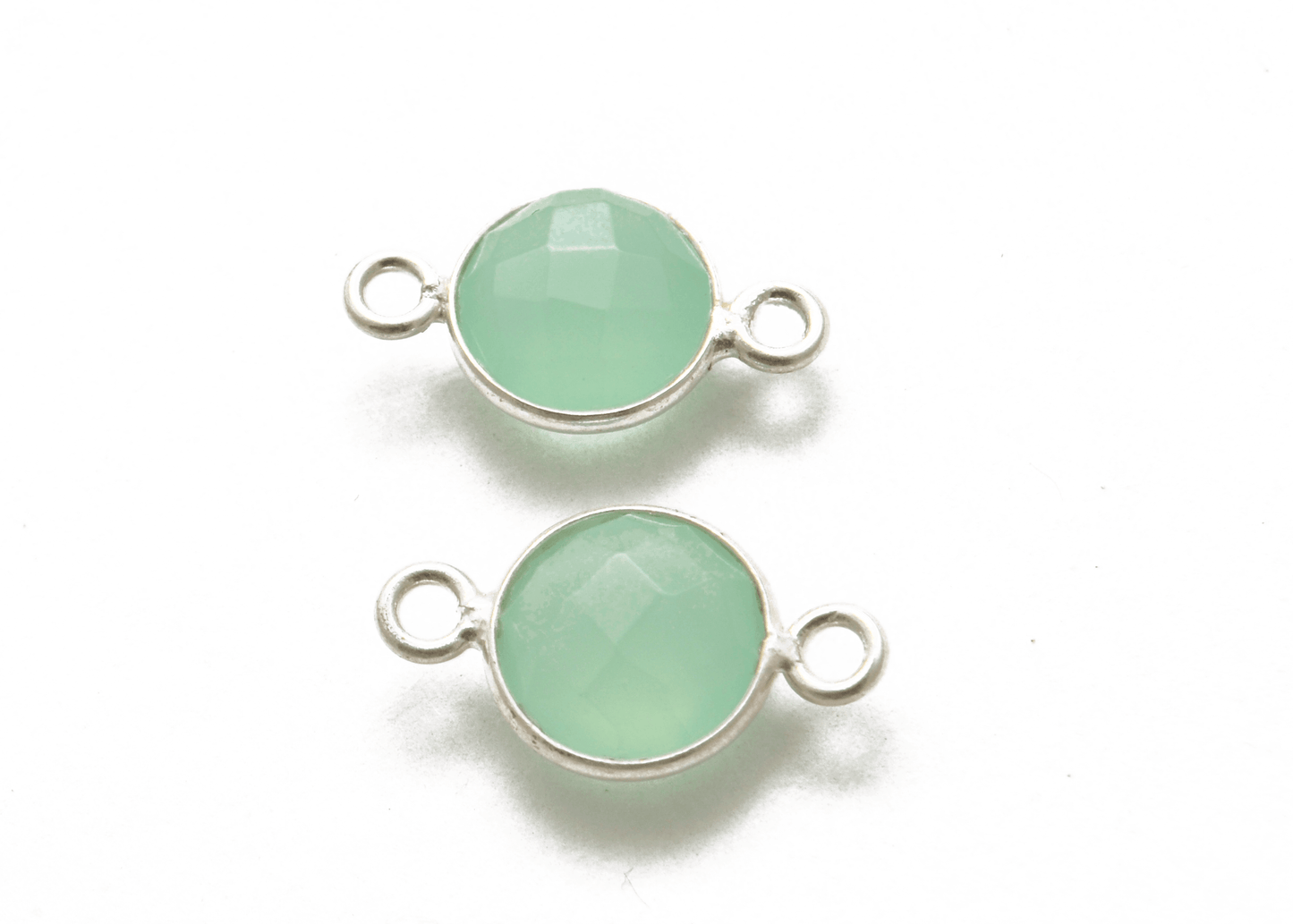 Aqua Chalcedony Round Double Bail Bezel Connector
