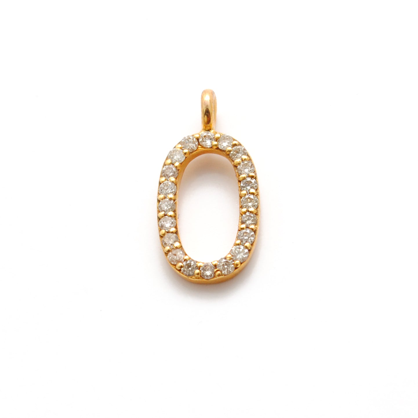 14k Solid Yellow Gold White Diamond 0-9 Number Charms