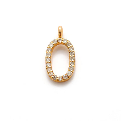 14k Solid Yellow Gold White Diamond 0-9 Number Charms