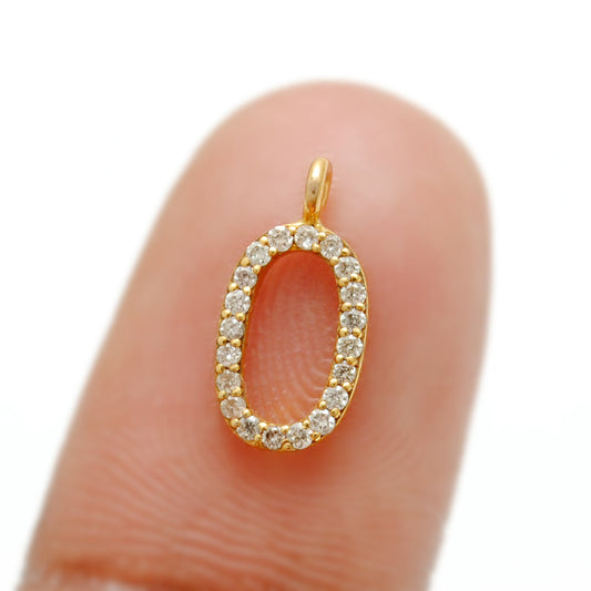 14k Solid Yellow Gold Pave Diamond 0-9 Number Charms - Sar Gems