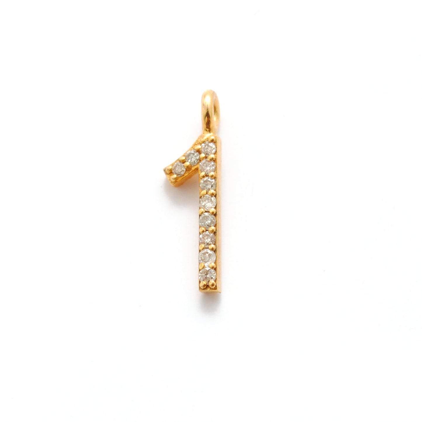 14k Solid Yellow Gold Pave Diamond 0-9 Number Charms - Sar Gems