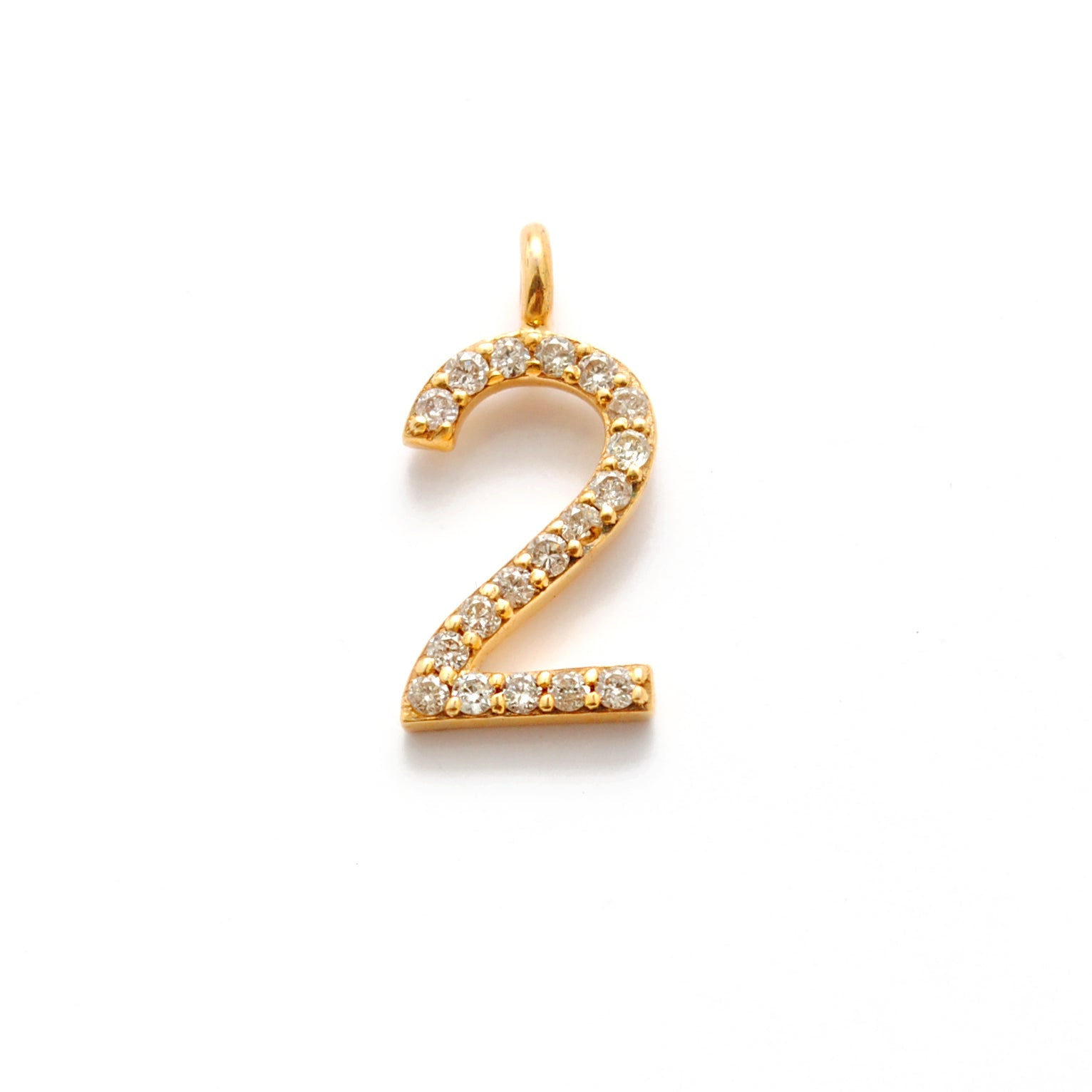 14k Solid Yellow Gold Pave Diamond 0-9 Number Charms - Sar Gems
