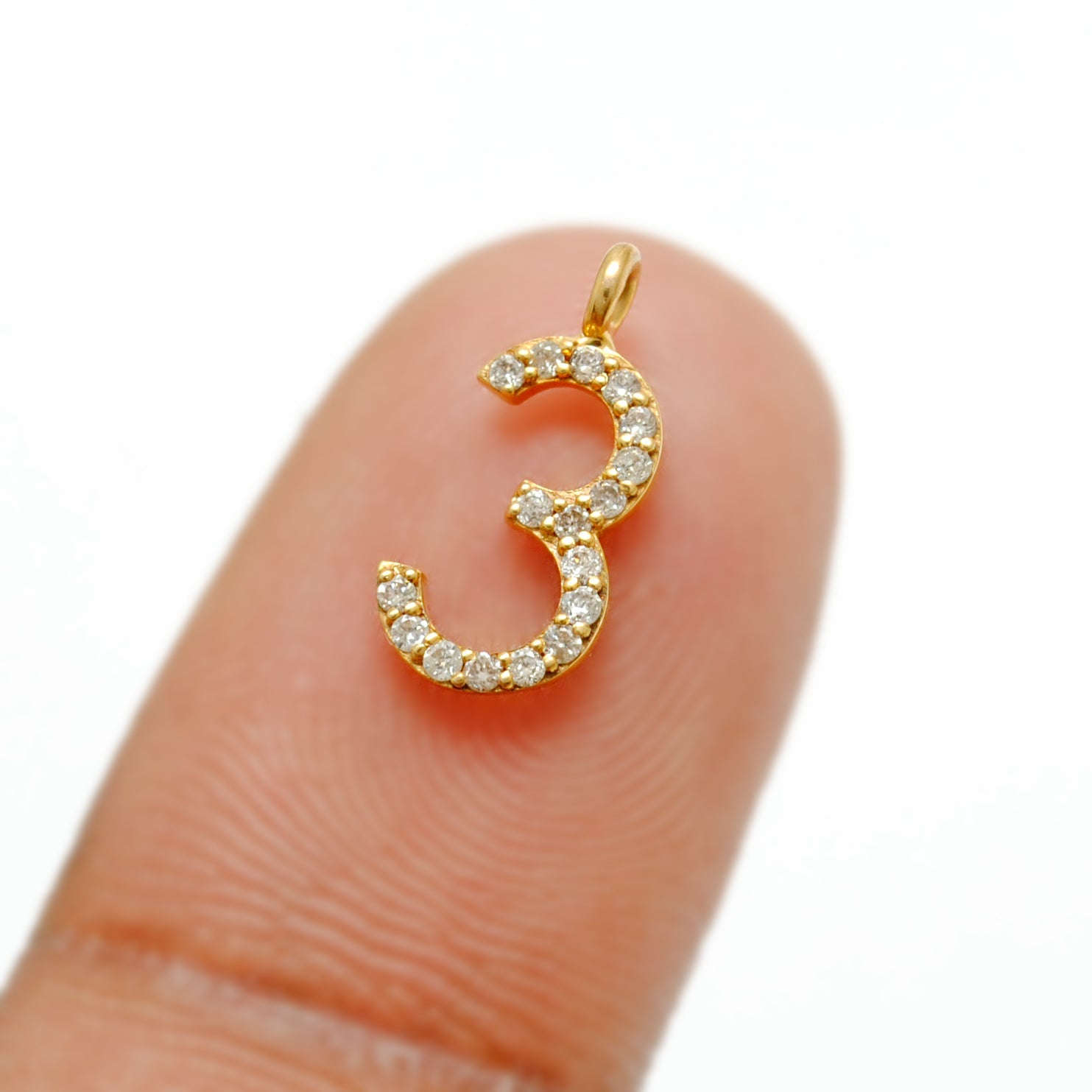 14k Solid Yellow Gold Pave Diamond 0-9 Number Charms - Sar Gems