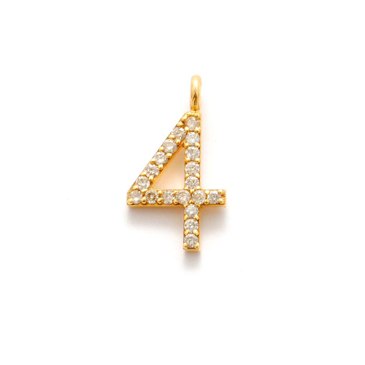 14k Solid Yellow Gold Pave Diamond 0-9 Number Charms - Sar Gems