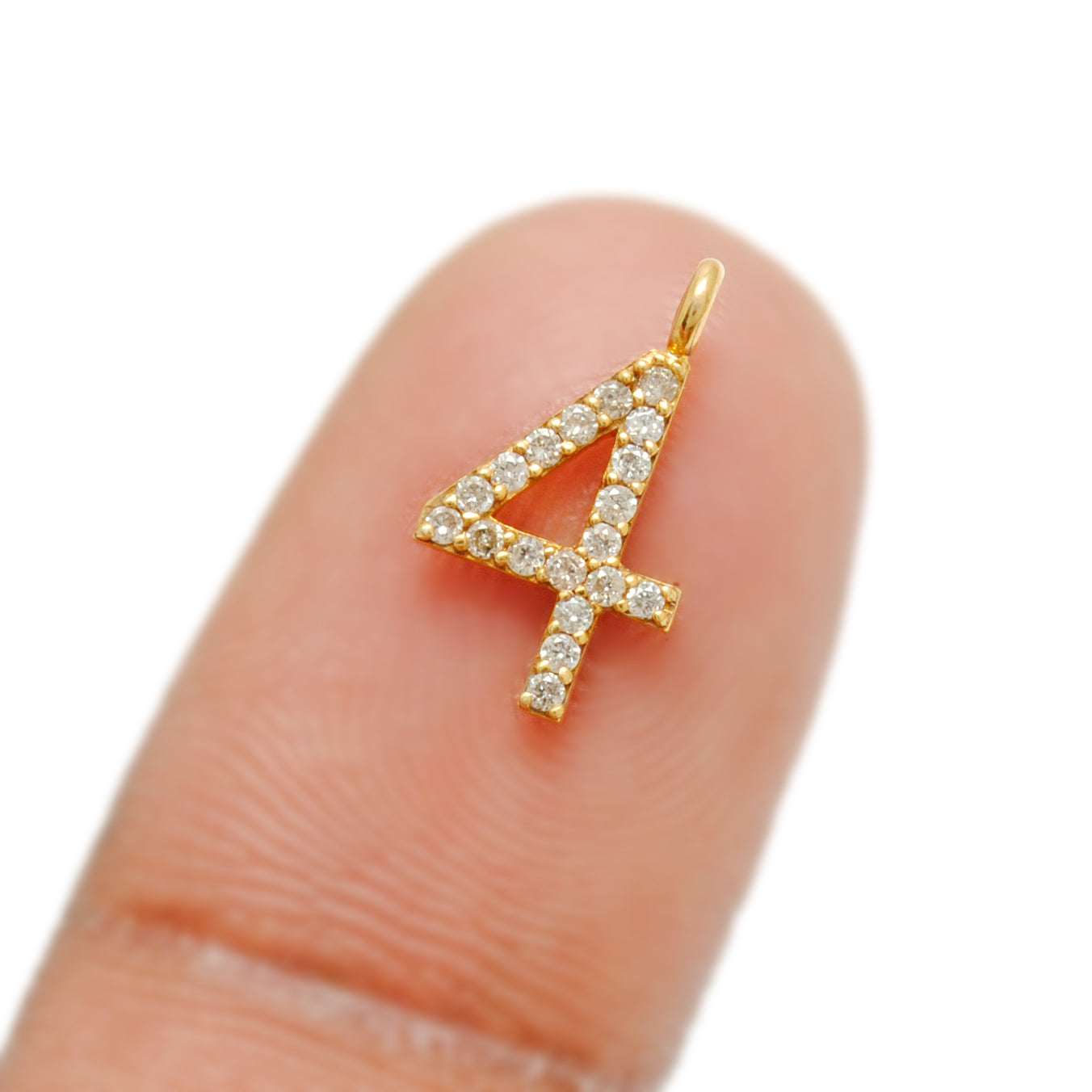 14k Solid Yellow Gold Pave Diamond 0-9 Number Charms - Sar Gems