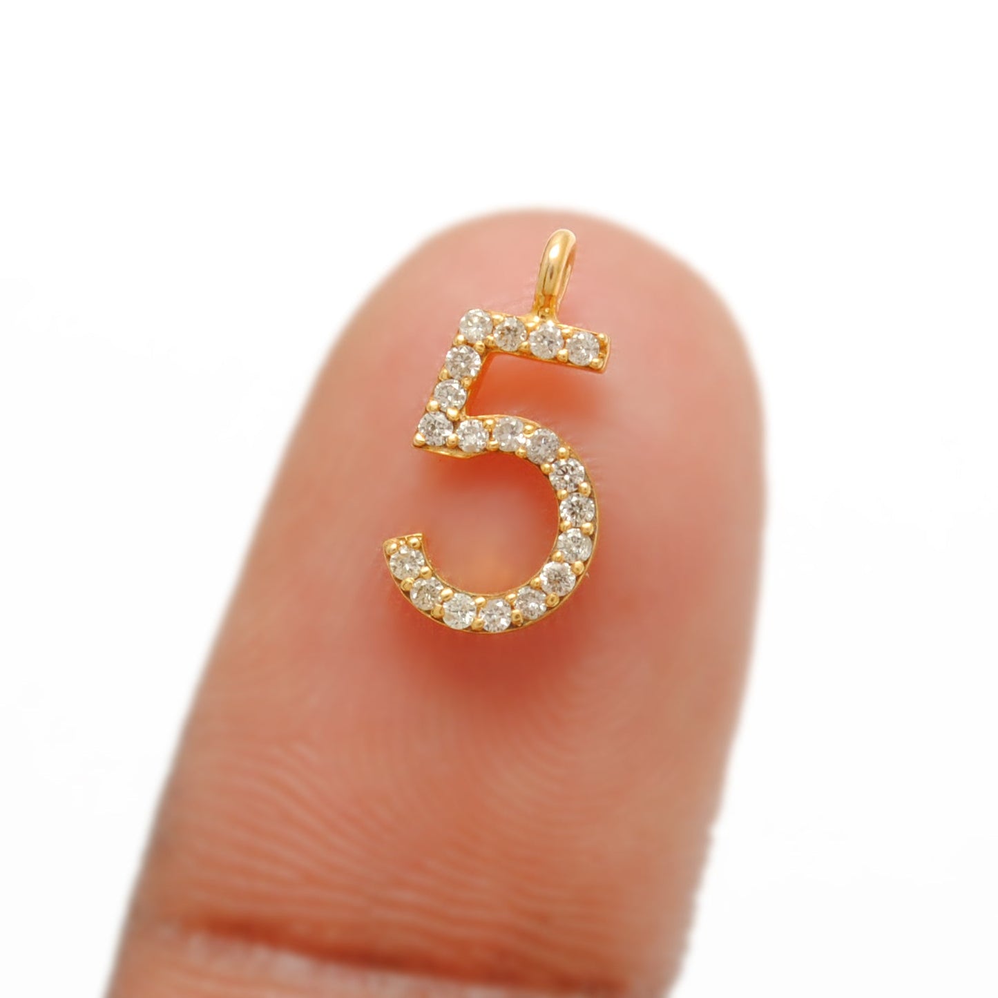 14k Solid Yellow Gold Pave Diamond 0-9 Number Charms - Sar Gems