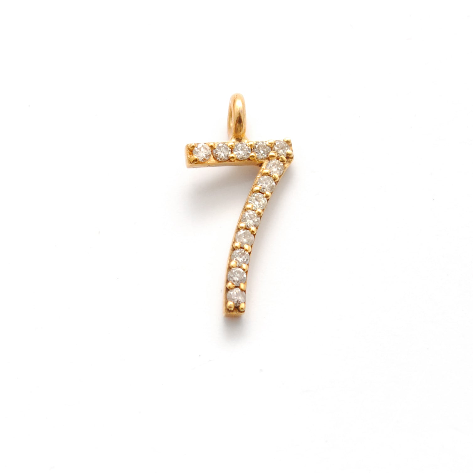 14k Solid Yellow Gold Pave Diamond 0-9 Number Charms - Sar Gems