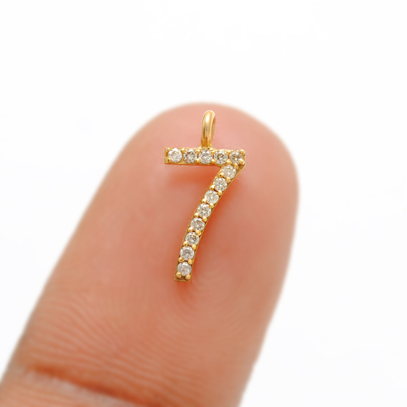 14k Solid Yellow Gold Pave Diamond 0-9 Number Charms - Sar Gems