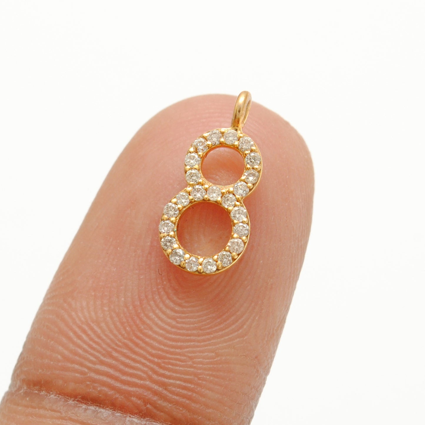 14k Solid Yellow Gold White Diamond 0-9 Number Charms