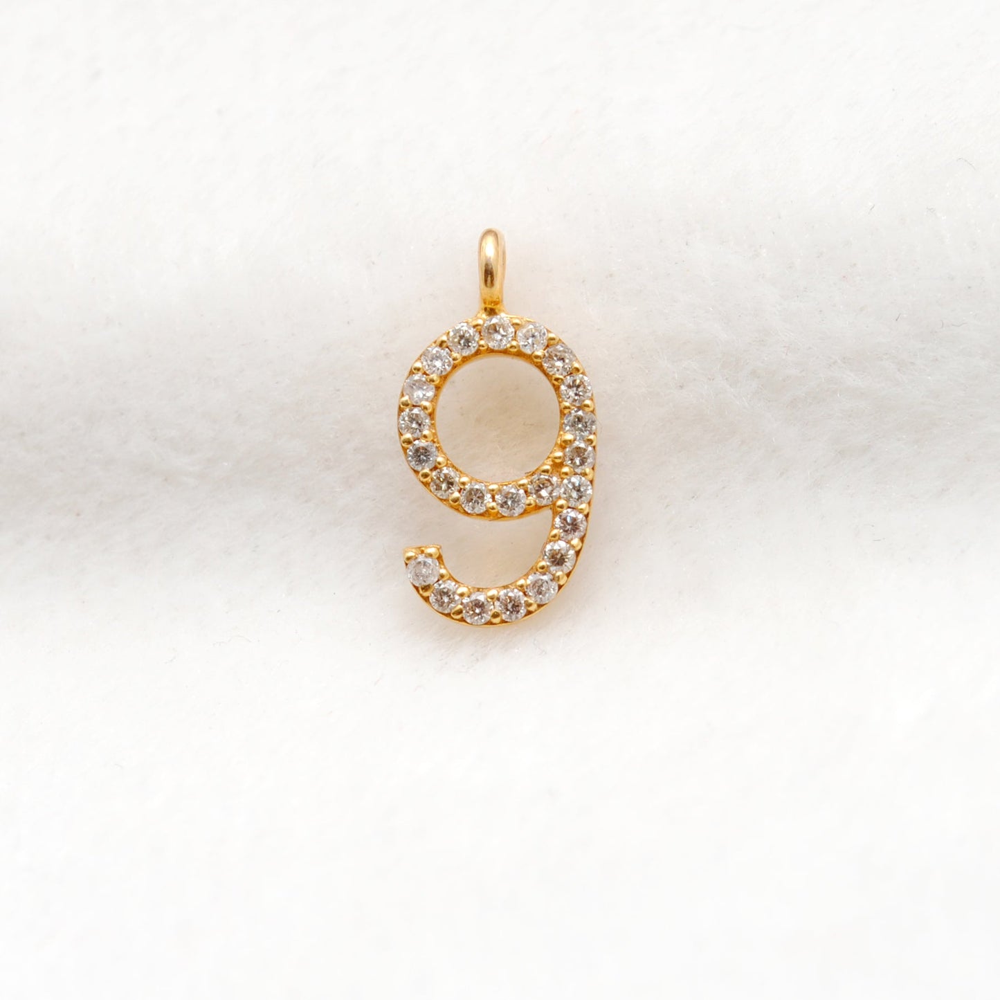 14k Solid Yellow Gold Pave Diamond 0-9 Number Charms - Sar Gems
