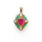 925 Silver Ruby, Emerald & Topaz Pendant with Pavé Diamond Accents