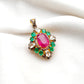 925 Silver Ruby, Emerald & Topaz Pendant with Pavé Diamond Accents
