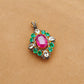 925 Silver Ruby, Emerald & Topaz Pendant with Pavé Diamond Accents