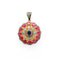 925 Sterling Silver Pave Diamond Pendant with Ruby, Blue Topaz, Sapphire & Peridot