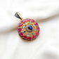 925 Sterling Silver Pave Diamond Pendant with Ruby, Blue Topaz, Sapphire & Peridot