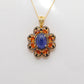 Tanzanite, Sapphire & Black Spinel Pendant with Pavé Diamonds – Gold Plated Silver
