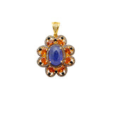 Tanzanite, Sapphire & Black Spinel Pendant with Pavé Diamonds – Gold Plated Silver