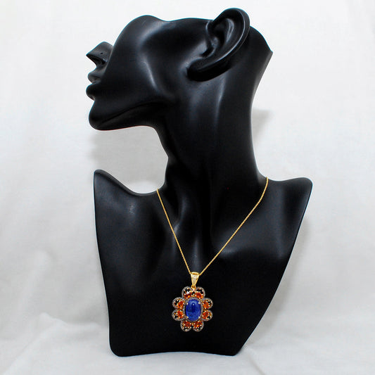 Tanzanite, Sapphire & Black Spinel Pendant with Pavé Diamonds – Gold Plated Silver - view 3