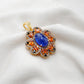 Tanzanite, Sapphire & Black Spinel Pendant with Pavé Diamonds – Gold Plated Silver