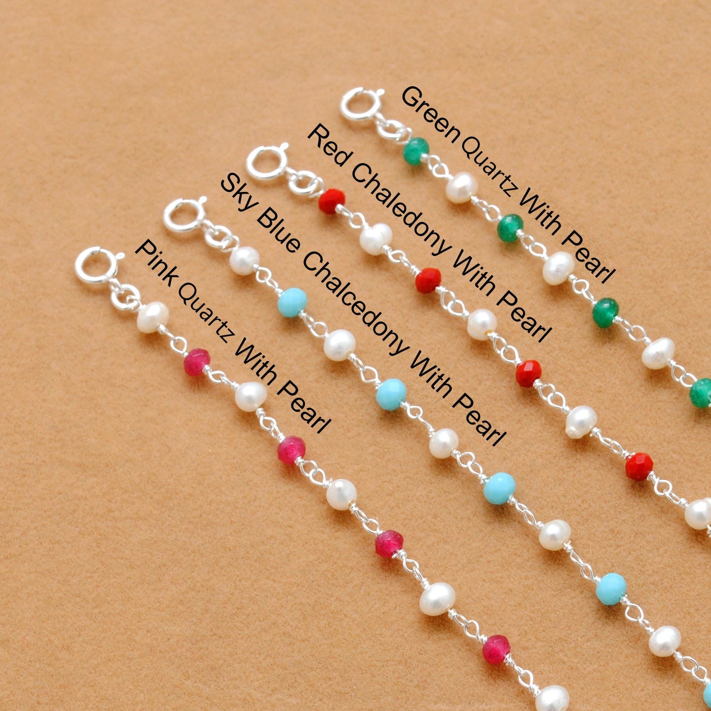 925 Silver Multi Chalcedony & Pearl Bracelet – Matching Necklace Available – Gift for Her - Sar Gems