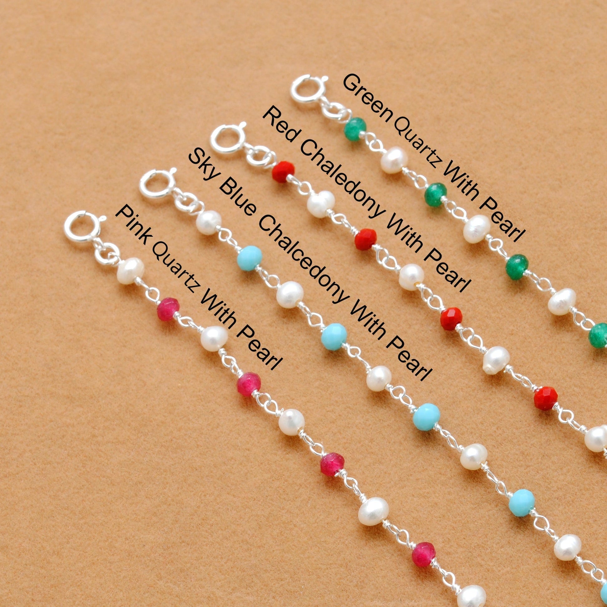 925 Silver Multi Chalcedony & Pearl Bracelet – Matching Necklace Available – Gift for Her - Sar Gems