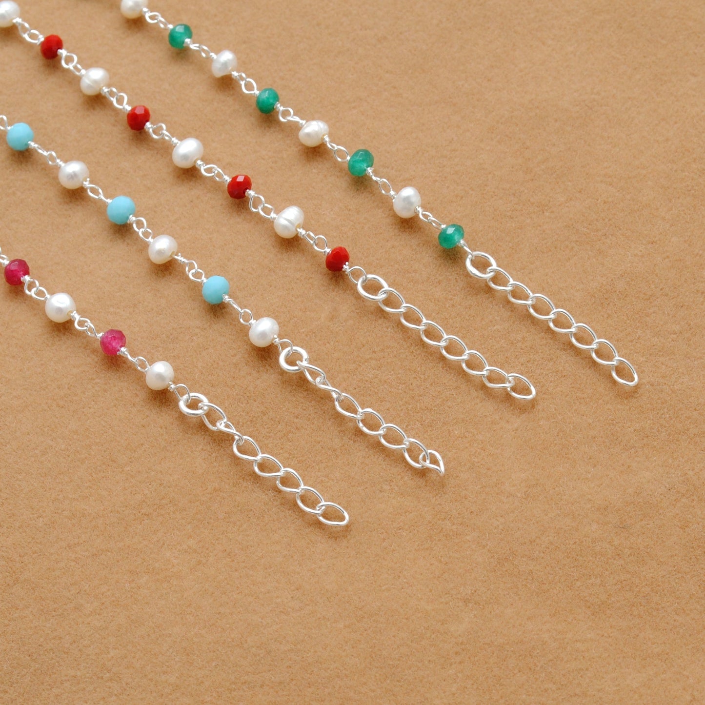 925 Sterling Silver Pearl with Multi-Gemstone Beaded Bracelet – Boho Jewelry - Sar Gems