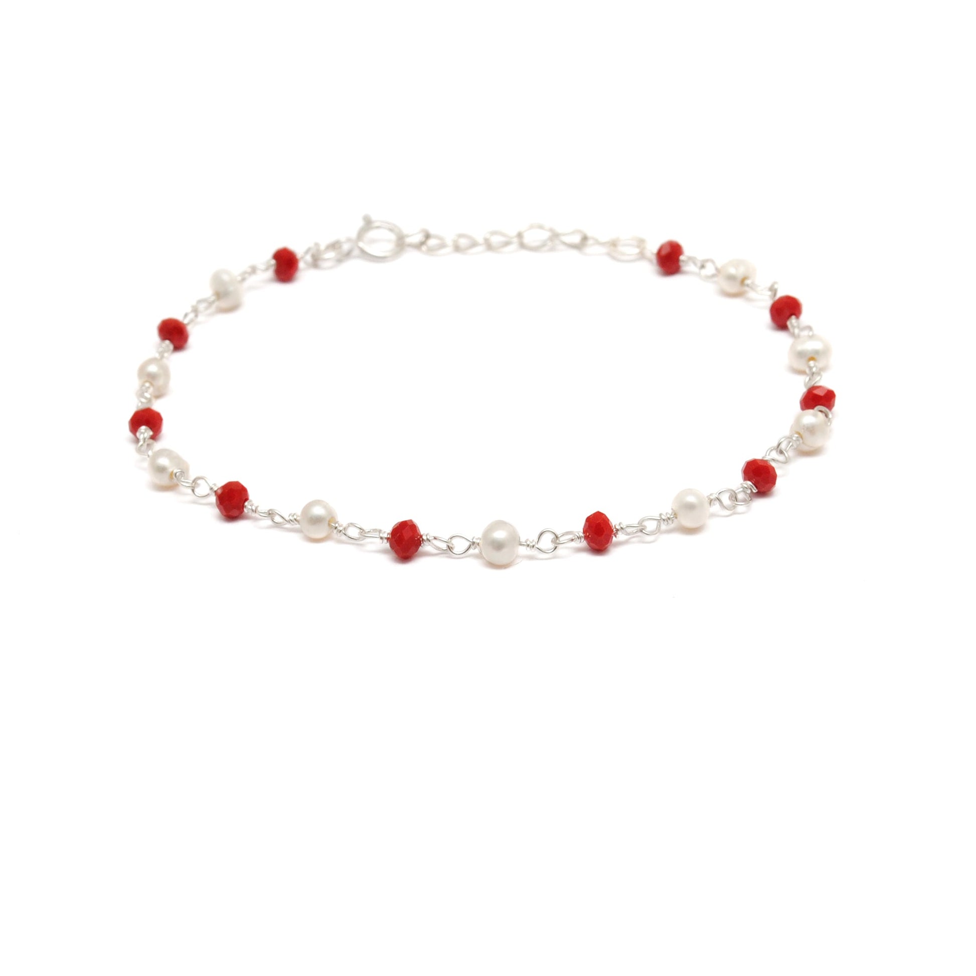 925 Sterling Silver Pearl with Multi-Gemstone Beaded Bracelet – Boho Jewelry - Sar Gems