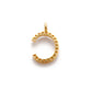 14k Solid Yellow Gold White Diamond C Initial Alphabet Charm