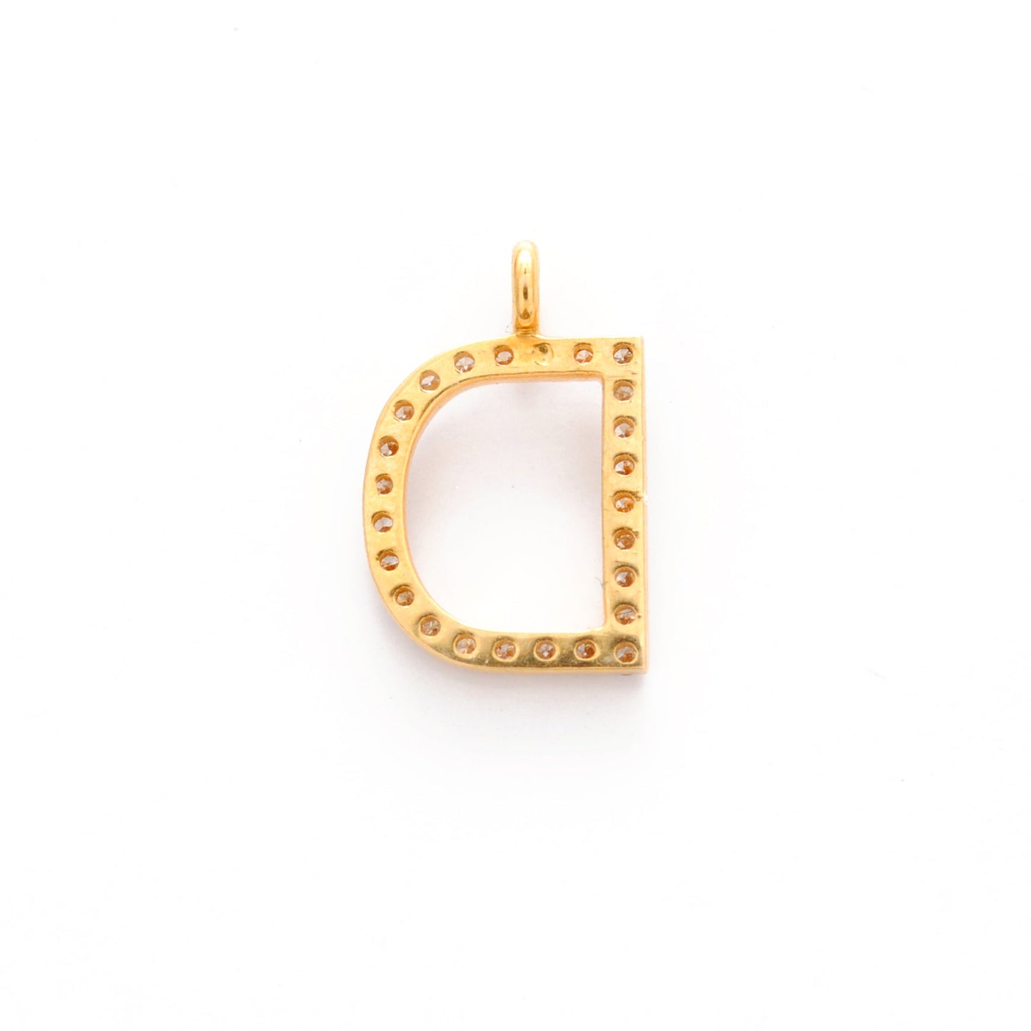 14k Yellow Gold White Diamond D Initial Letter Charm