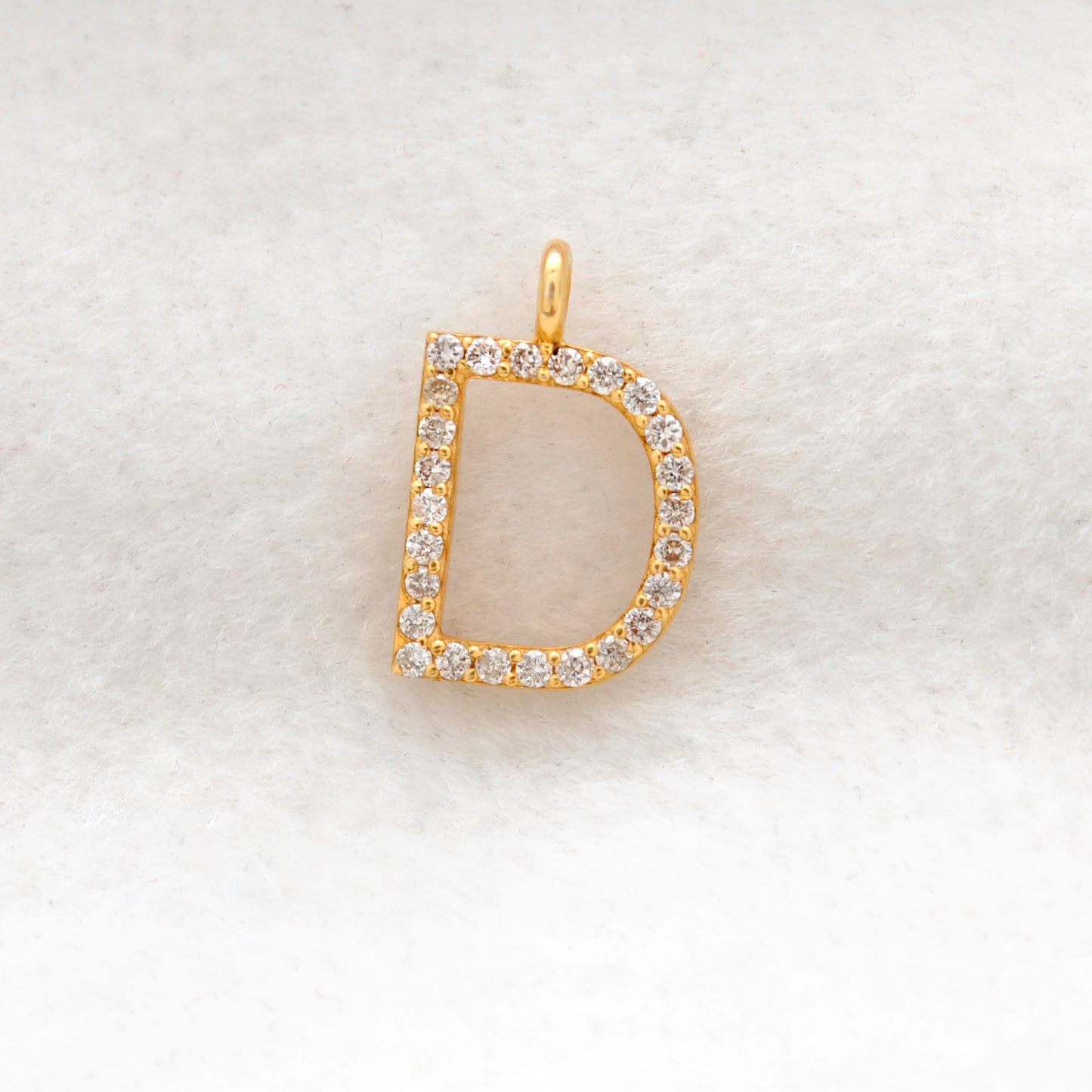 14k Yellow Gold White Diamond D Initial Letter Charm