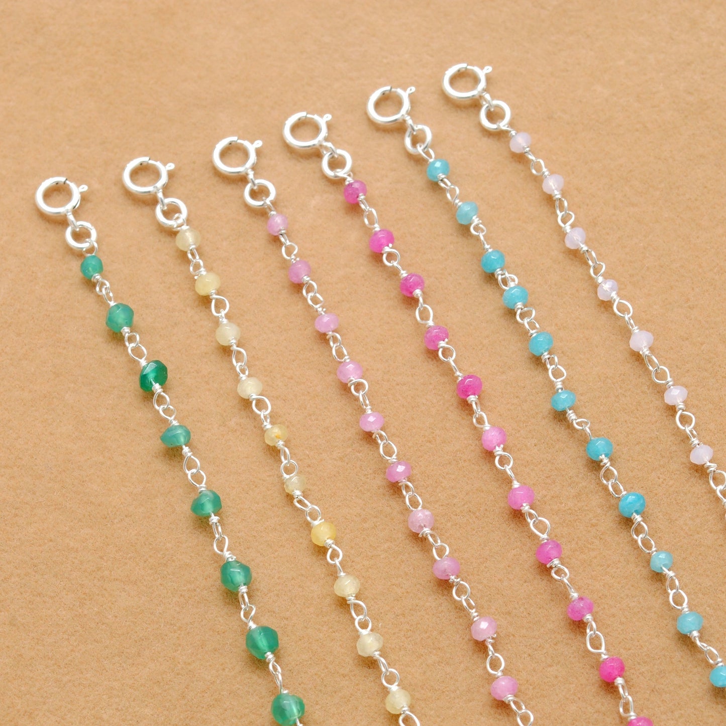 925 Sterling Silver Multi-Color Quartz & Gemstone Beaded Bracelet – Kanika - Sar Gems