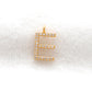 14k Solid Yellow Gold White Diamond E Initial Alphabet Charm Pendant