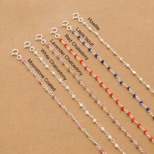 925 Sterling Silver Multi-Gemstone Beaded Bracelet | Sar Gems - Sar Gems